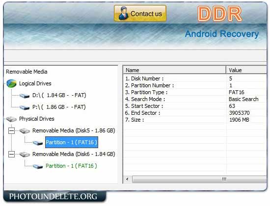 Android Data Undelete Software screenshot
