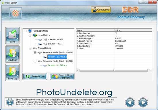 Android Data Undelete Software screenshot