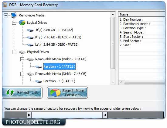 Screenshot of Undelete SD Memory card