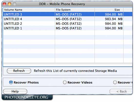 Screenshot of Cell Phone File Recover Mac