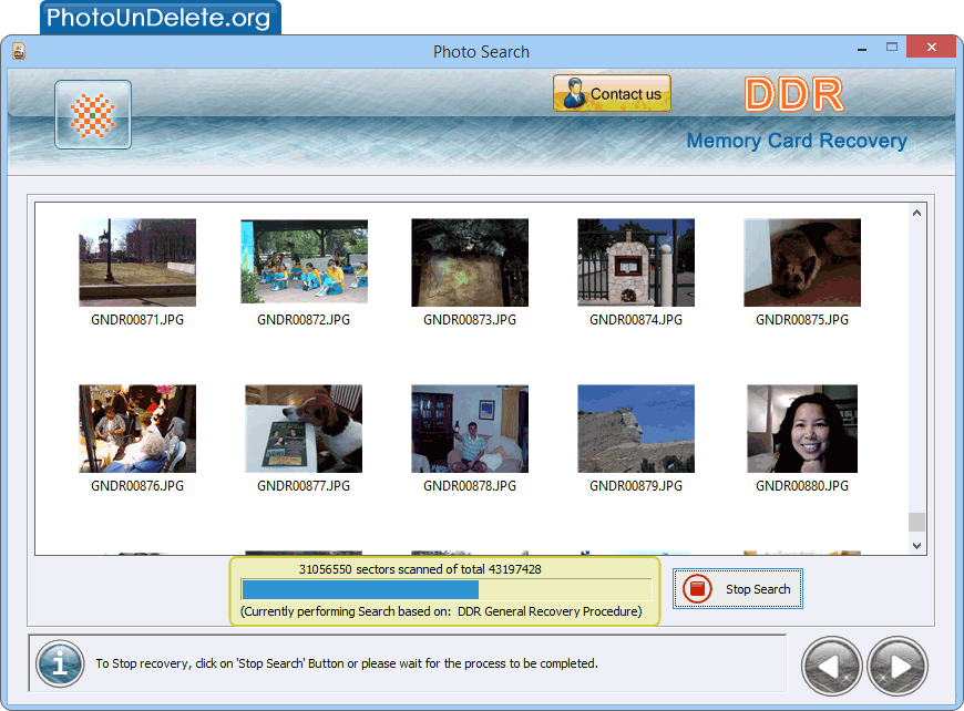 Memory Card Undelete Software Screenshots of how to retrieve lost data